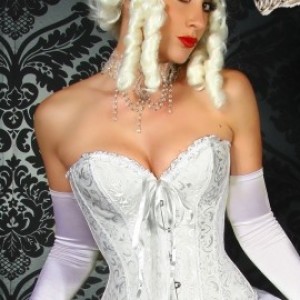 White burlesque brocade corset