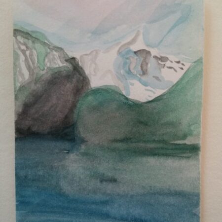 Akvarell bilde Fjord landskap
