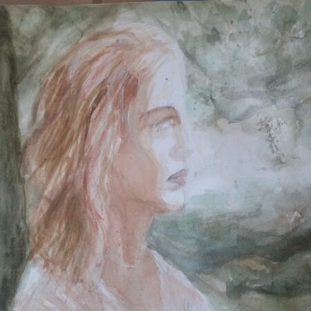 Akvarell maleri Kvinnen fra skogen