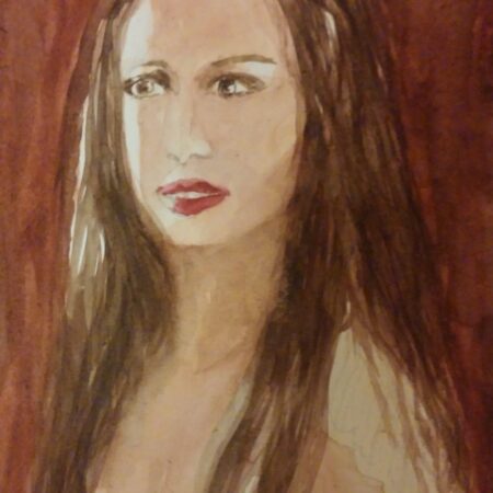 Akvarell maleri Portrett ung dame