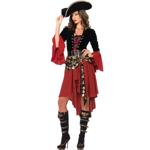 Red Steampunk Halloween Pirate Costume